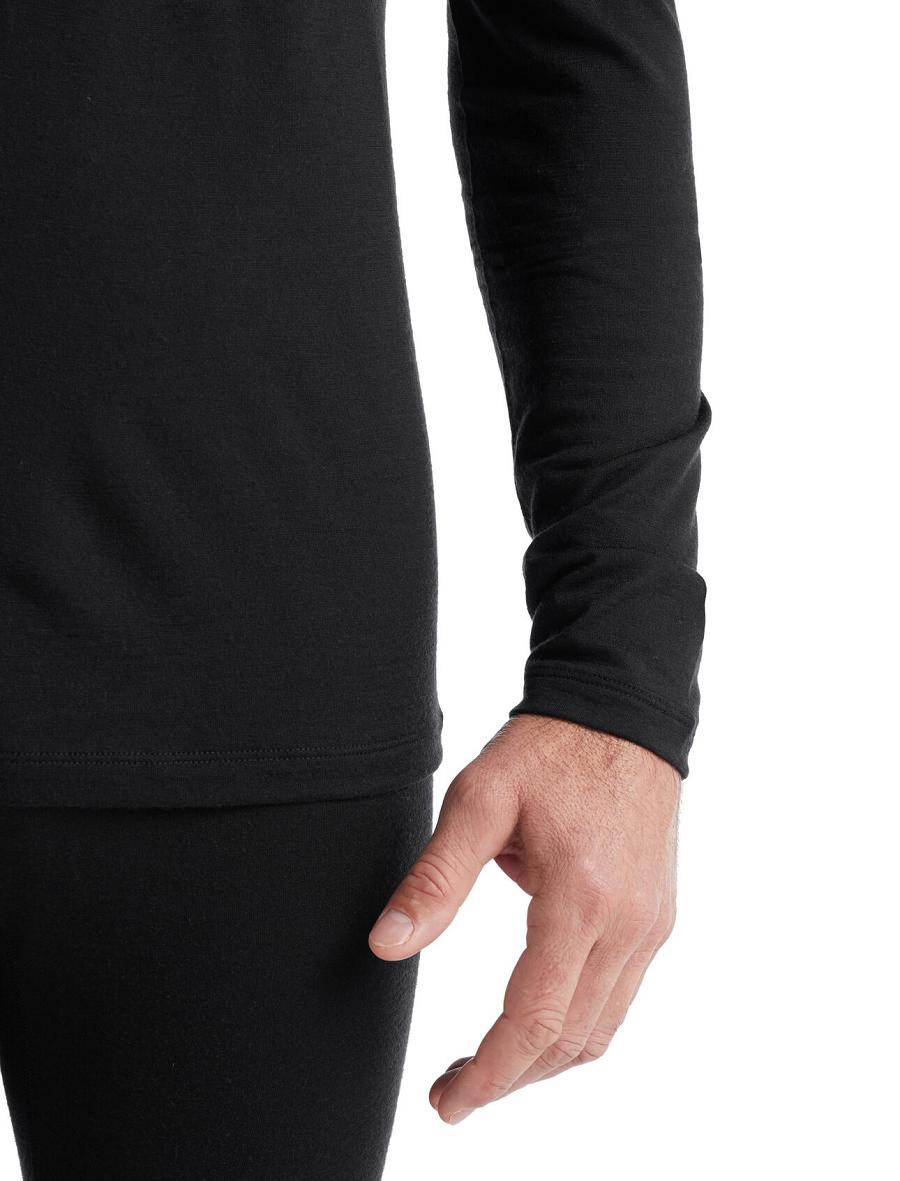 Base Layers Icebreaker Merino 200 Oasis Long Sleeve Half Zip Thermal Top Homme Noir | FR 1361UZGT